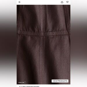 H&M Brown A-Line Denim Midi Skirt